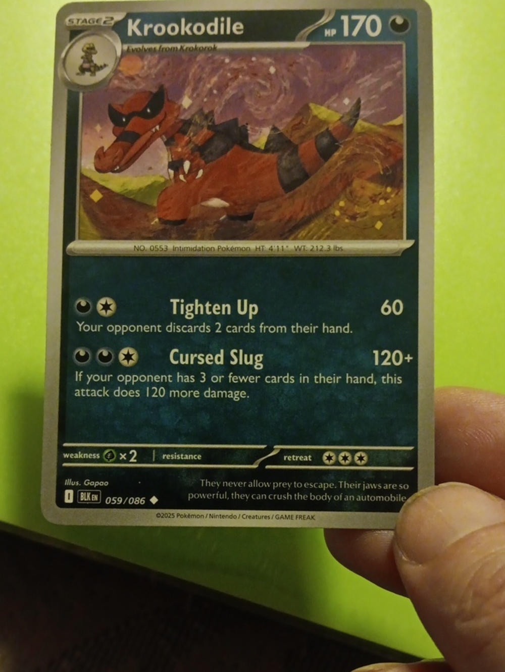 Pokemon Krookodile Trading Card — Blue and Red Artwork